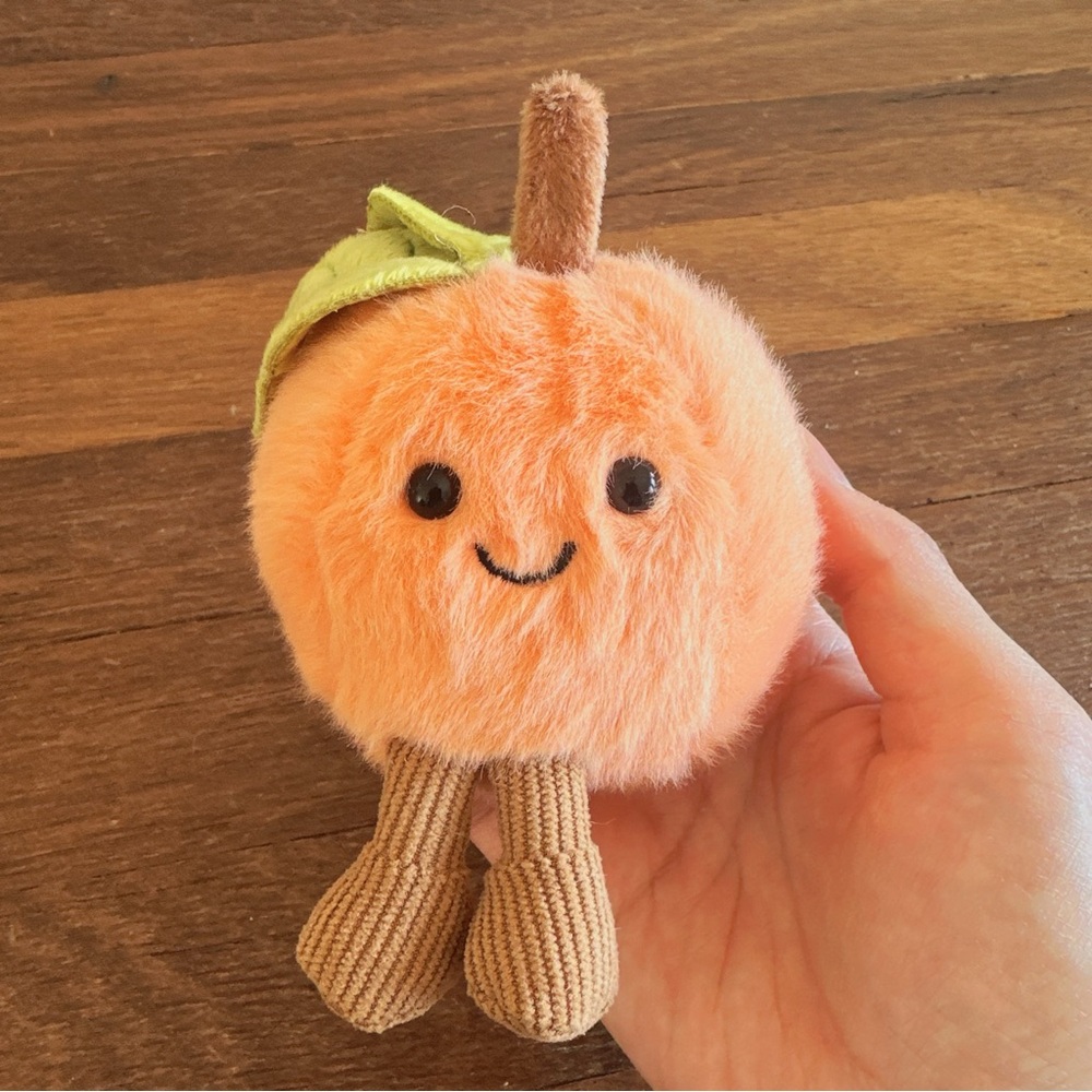 Cute Peach Plush Keychain Bag Charm Kawaii Soft Fruit Plushie Gift New